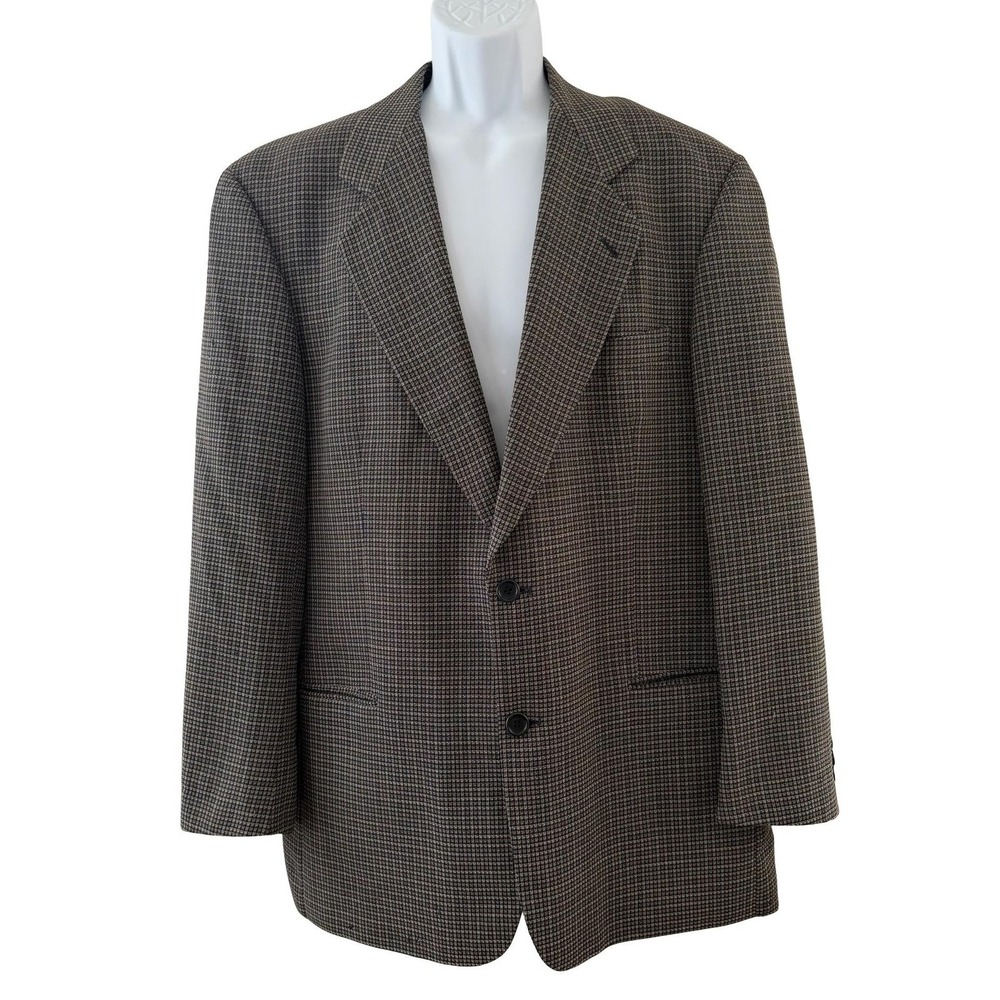 Hugo Boss Suit Jacket Mens 52 Brown Check Loro Piana Super 110s Wool Galilei